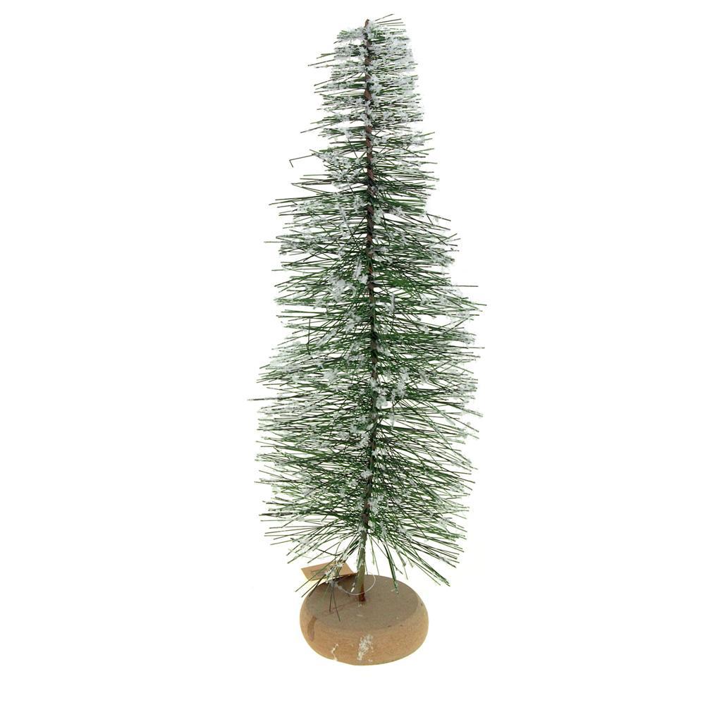 Mini Green Frosted Pine Village Christmas Tree Decoration, 14-Inch