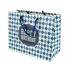 Argyle Checkered Design Paper Gift Bags, 10-inch