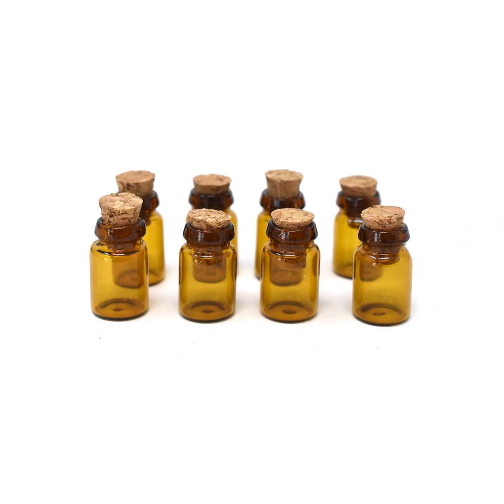 Tinted Mini Glass Containers with Cork Lid, 3/4-Inch, 8-Count