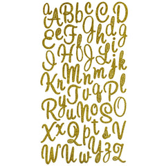 Glitter Cursive Alphabet Letter Stickers, 1-Inch, 50-Count