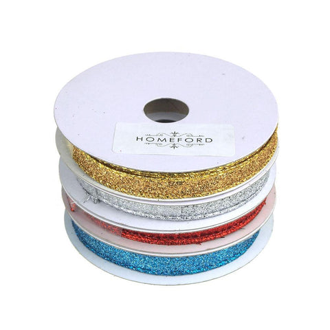 Metallic Glitter Wired Christmas Ribbon, 3/8-Inch, 10 Yards