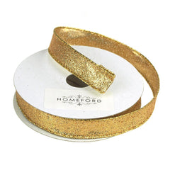 Metallic Glitter Wired Christmas Ribbon, 5/8-Inch, 10 Yards