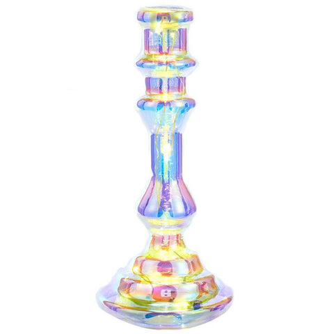 Iridescent LED Glass Candle Holder, 11-Inch