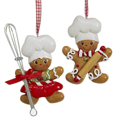 Baking Helpers Gingerbread Cookie Christmas Ornaments, 3-1/2-Inch, 2-Piece