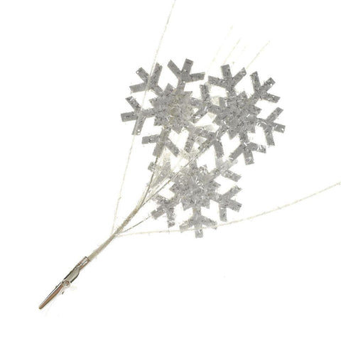 Frosted Tinsel Snowflake Clip, White, 9-Inch