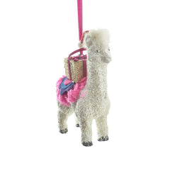 Glitter Llama with Present Ornament, 5-Inch