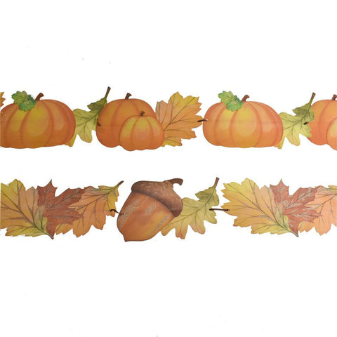 Fall Pumpkins, Acorns, and Leaves Banner, 5-Feet, 2-Piece