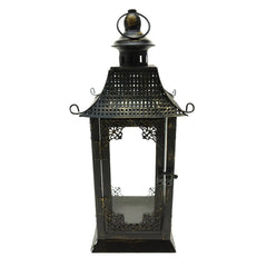 Antique Curved Top Metal Lantern, 12-Inch