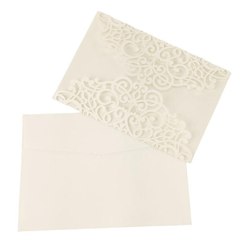 Blank Pearlescent Laser Cut Invitations, Ivory, 7-1/4-Inch, 8-Count