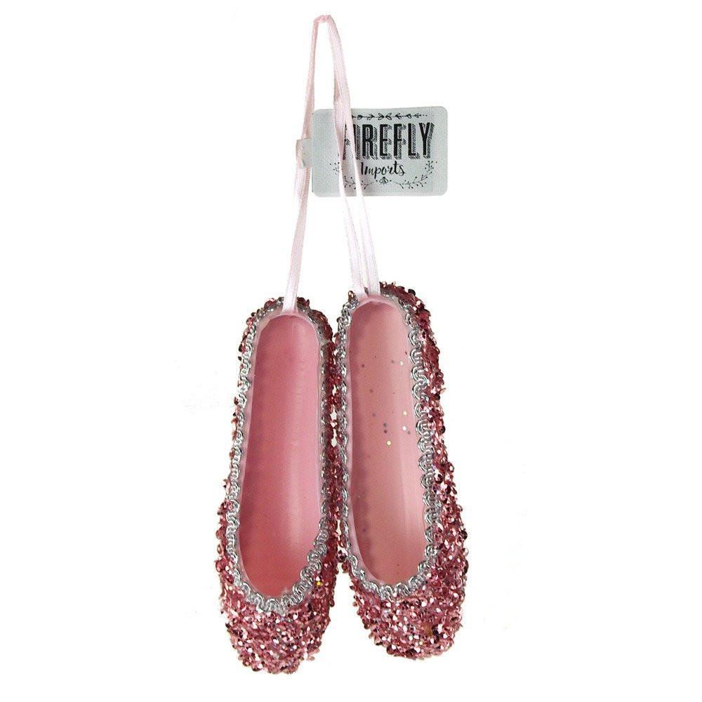 Ballet Shoes Plastic Ornaments, Pink, 4-1/4-Inch, 2-Piece