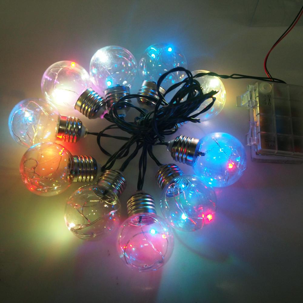 Christmas Light Bulbs Fairy String Lights, 10-Bulb, Multi-Color, 48-Inch