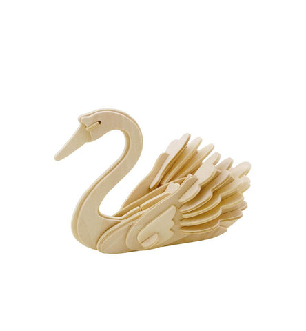 Swan Bird DIY 3D Wooden Puzzle, Natural, 4-1/2-Inch