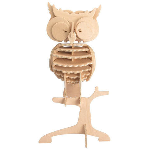 Perched Owl DIY 3D Wooden Puzzle, Natural, 9-1/4-Inch