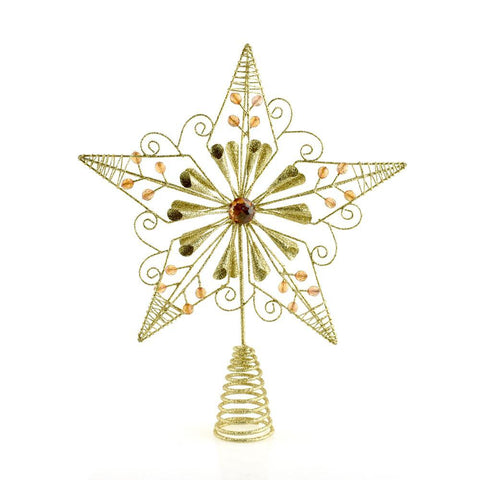 Glitter Capiz Scroll Star Christmas Tree Topper, 12-Inch