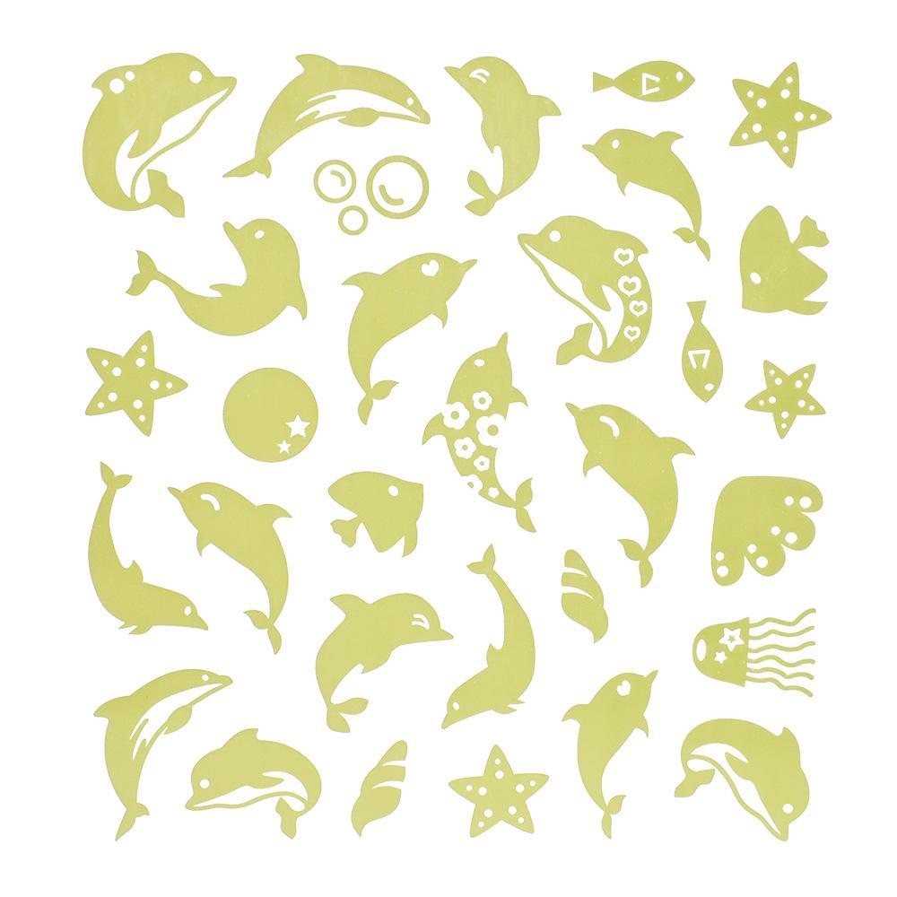 Glow In The Dark Dolphin Stickers, 31-Piece