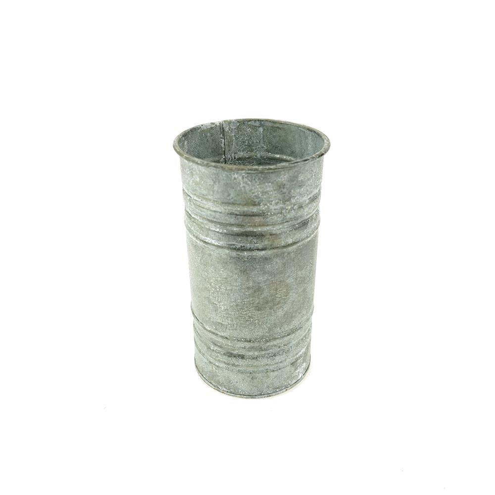 Small Metal Pillar Candle Holder and Vase, Gray, 6-Inch