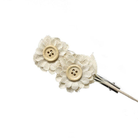 Mini Flower Button Pick with Clip, Neutral, 5-Inch