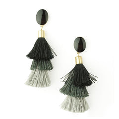 Three Layered Tassel Drop Earrings, 3-1/2-Inch