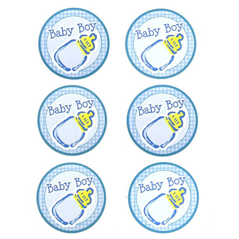 Baby Boy Milk Bottle Seal Paper Stickers, Light Blue, 2-Inch, 12-Count