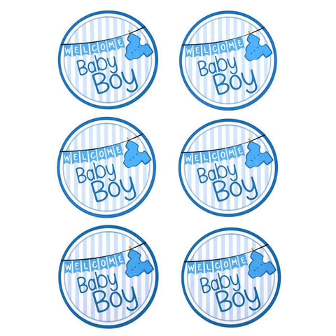 Baby Clothesline Seal Paper Stickers, Light Blue, 2-Inch, 12-Count