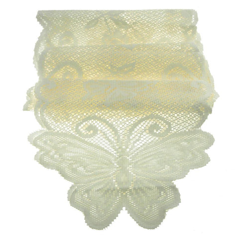 Butterfly Lace Table Runner, 13-Inch, 8-Feet, Ivory