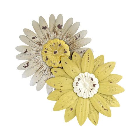Rustic Metal Flowers with Magnets, 2-Piece