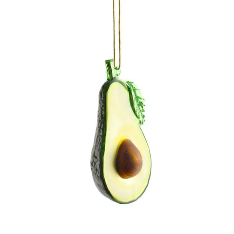 Noble Gems Glass Avocado Christmas Ornament, 4-Inch