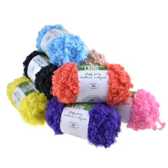 Fluffy Fancy Solid Colored Polyester Yarn Bundle, 65-Yard