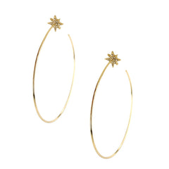 Star Studded Hoop Earrings, 2-1/2-Inch