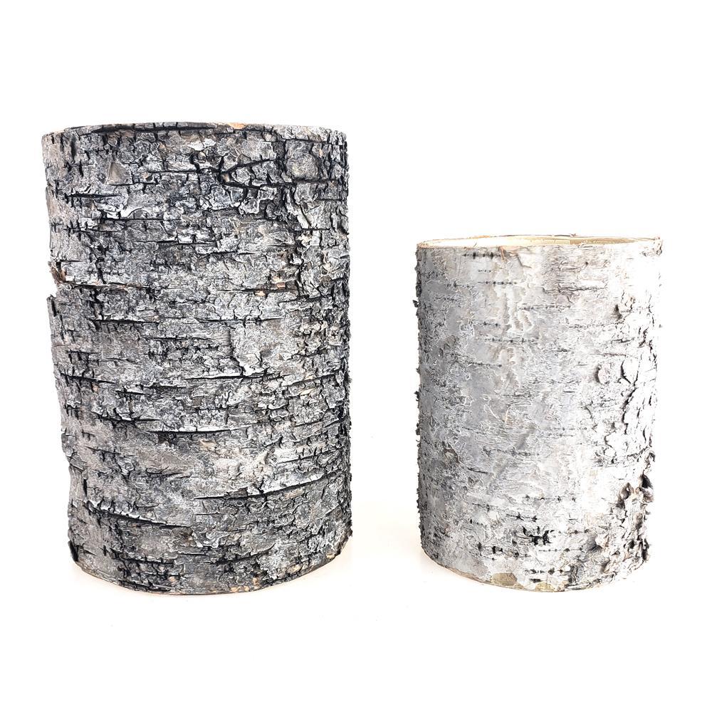 Natural Birch Wood Vase Container, 6 & 7-Inch, 2-Piece