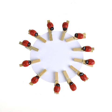 Mini Wooden Ladybug Clothespins, 1-1/4-Inch, 12-Piece
