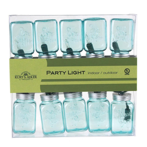 Plastic Mason Jar Fairy String Light Set, 10-LED, Blue