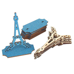 Wooden Eiffel Tower Stand with Glitters, 5-Inch, 10-Piece