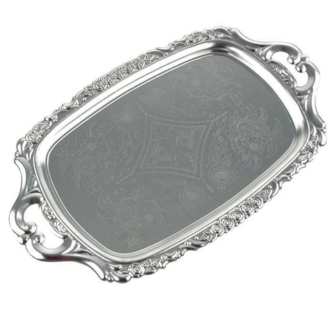 Reflective Serving Rectangular Tray Brass Engraved, 13-inch, 3-Piece