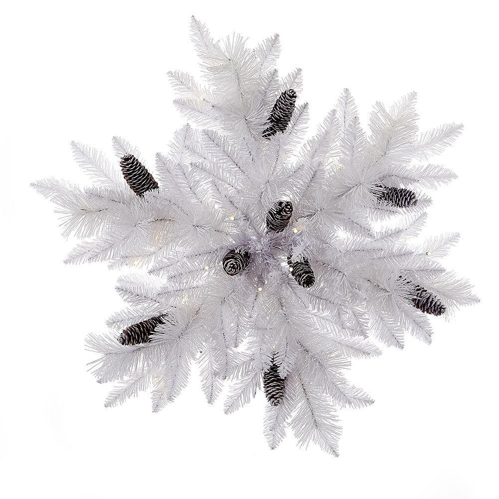 Prelit White Snowflake with Acorns, 32-Inch