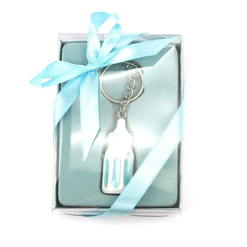 Keychain Favors, 4-Inch, Milk Bottle, Light Blue