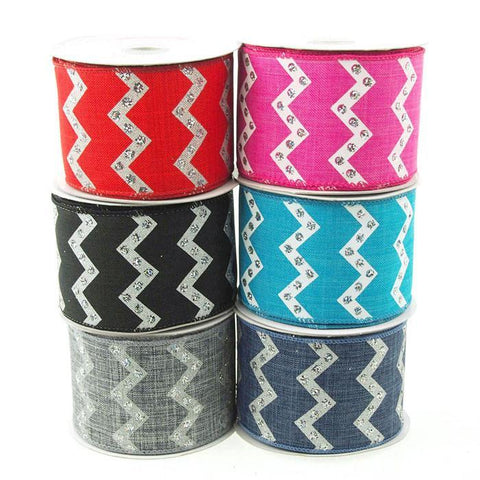 Chevron Glitters Canvas Ribbon, 2-1/2-inch, 10-yard