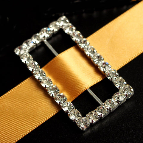 Rhinestone Crystal Buckles, 2-inch, 4-Piece, Rectangle