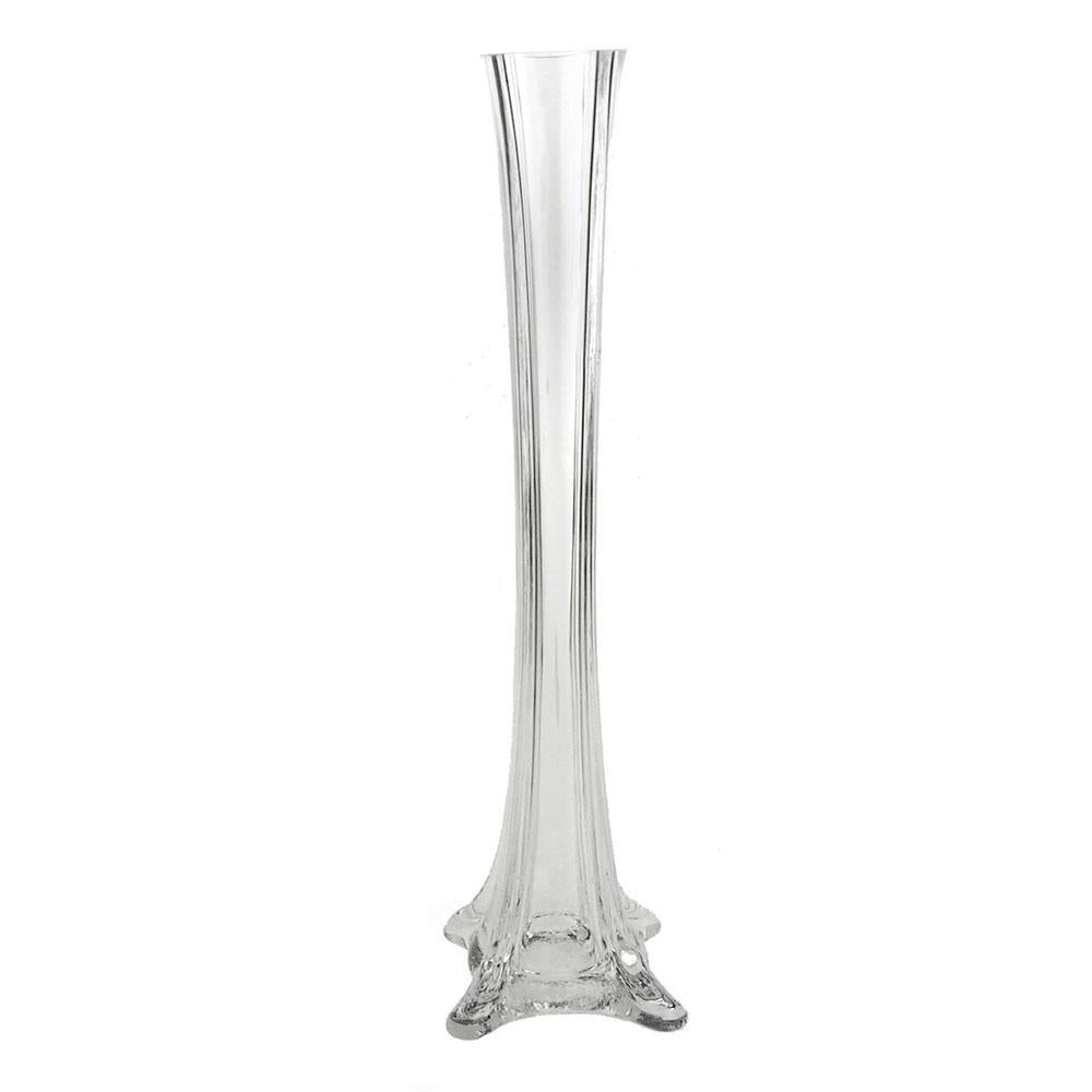 Tall Eiffel Tower Glass Vase Centerpiece, 8-Inch, Clear