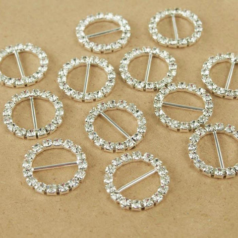 Rhinestone Crystal Buckles, 1-inch, 12-Piece, Circle