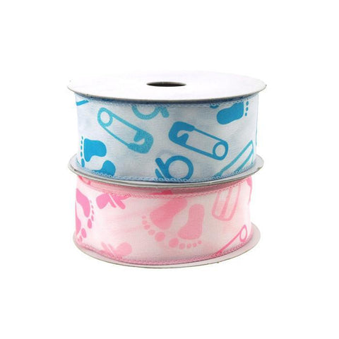 Baby Shower Items Polyester Wired Ribbon, 10-yard