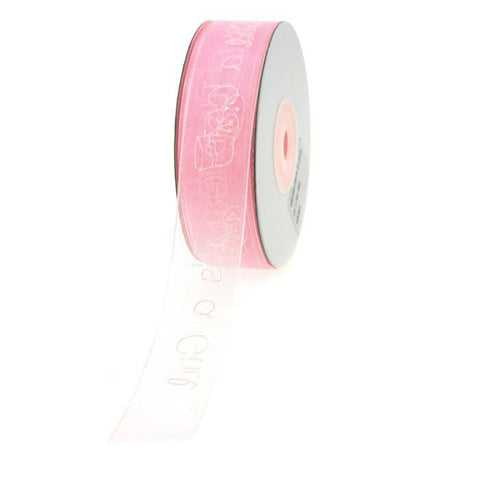Its A Girl Organza Ribbon, 7/8-inch, 25-yard, Light Pink