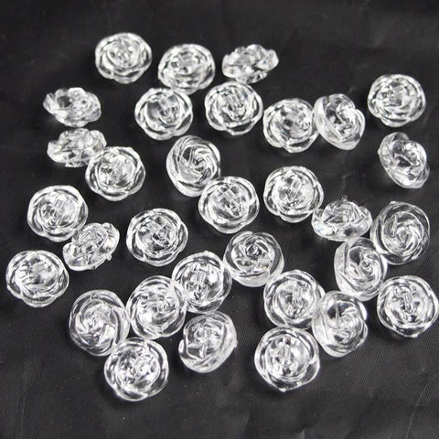 Acrylic Clear Rose Flower Buttons, 1/2-inch, 40-Piece
