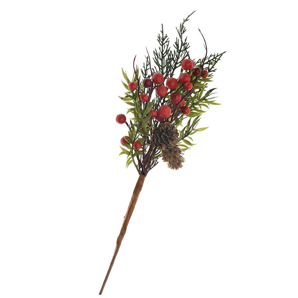 Artificial Berries and Pinecones Christmas Spray, 14-Inch