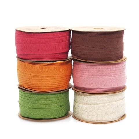 Cotton Linen Blend Fabric Ribbon, 5/8-Inch, 25 Yards