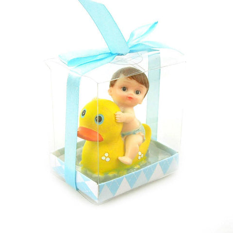 Baby Favors Souvenir, 3-3/4-Inch, Baby and Duck, Light Blue