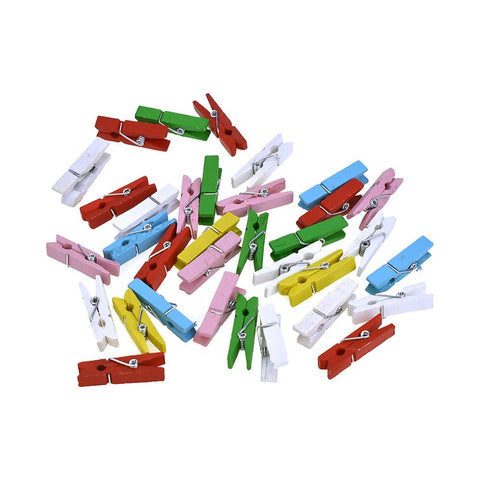 Mini Multicolored Wooden Clothes Pins, 1-3/8-Inch, 35-Piece