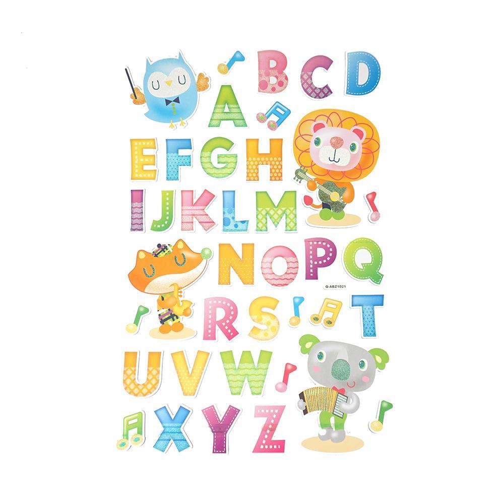 Animal Friends Alphabet Kid's Room Wall Art Stickers, 38-Piece