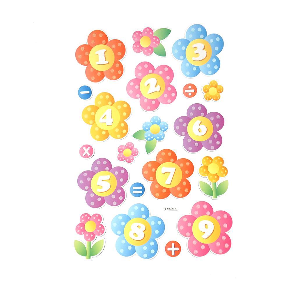 Flower Power Numeral Kid's Room Wall Art Stickers, 20-Piece
