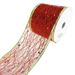 Glitter Web Netting Wired Edge Christmas Ribbon, 2-1/2-Inch, 10-Yard